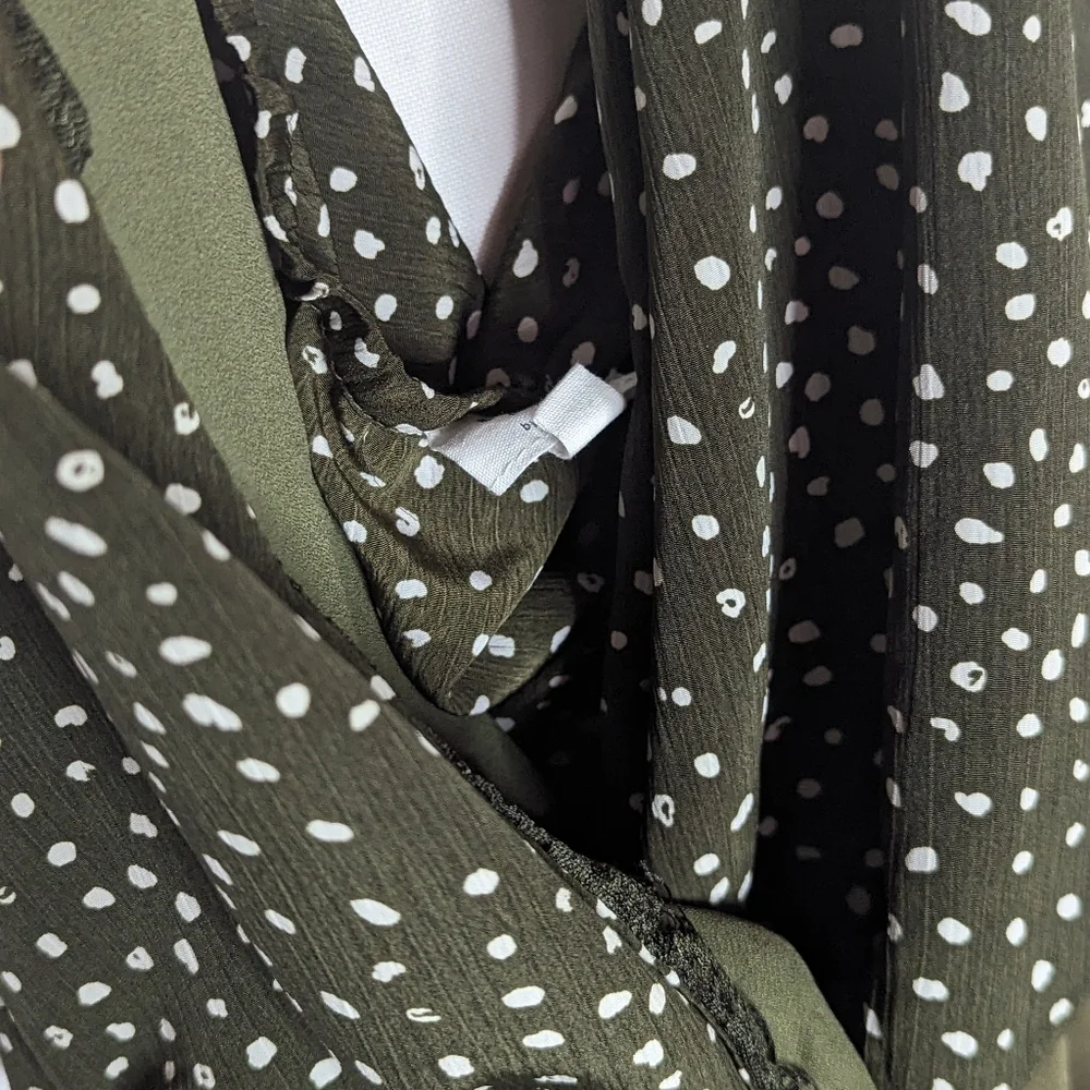 Escape by Blu Pepper Forest‎ Green Polka Dot Sz Large Bodysuit Halter Tie
